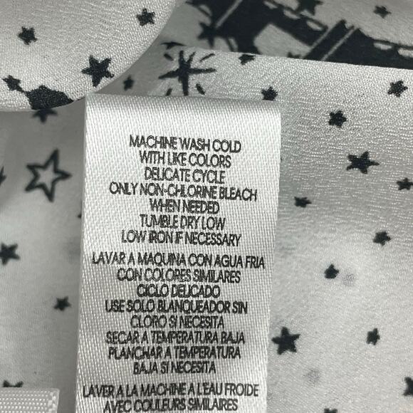 Karl Lagerfeld Paris Eiffel Tower Print Blouse Roll-Tab Sleeves Size Large - Picture 8 of 10